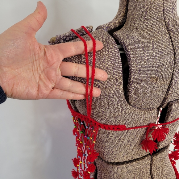 2 piece handmade red crochet swimsuit cover-up - Picture 5 of 11